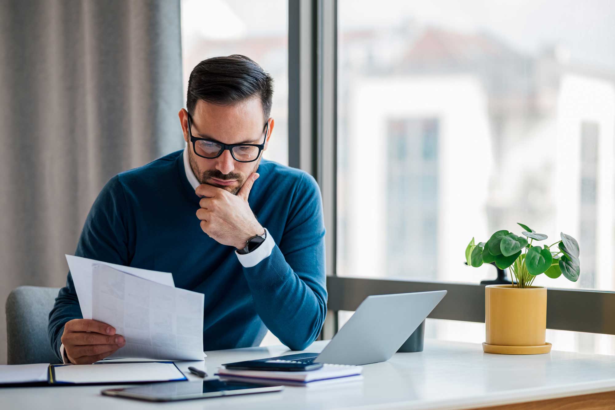 Man reviewing documents